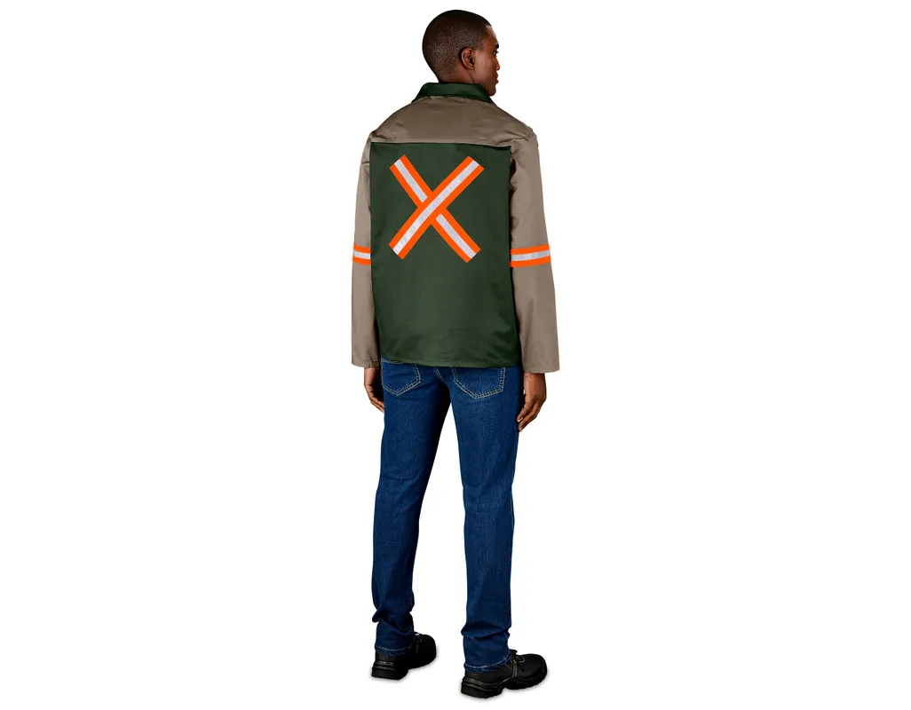 Site Premium Two-Tone Polycotton Jacket - Reflective Arms & Back - Orange Tape