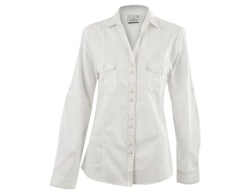 Ladies Long Sleeve Inyala Shirt  - Off White Only