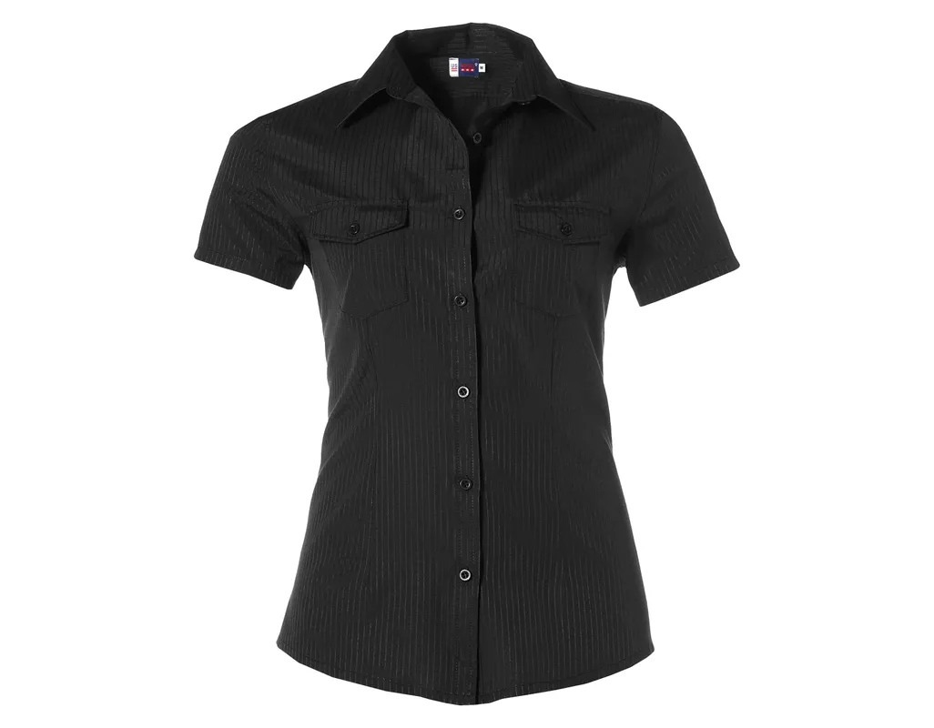 Ladies Short Sleeve Bayport Shirt  - Black Only