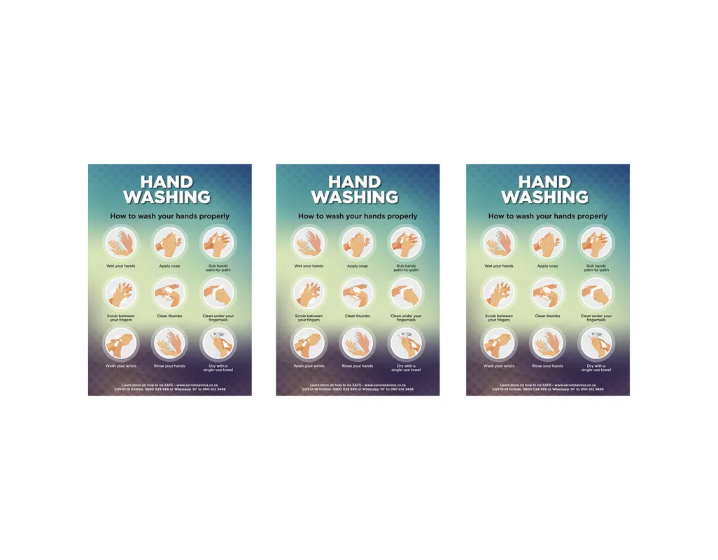 Saturn  A1 Hand Wash Poster - Set of 3
