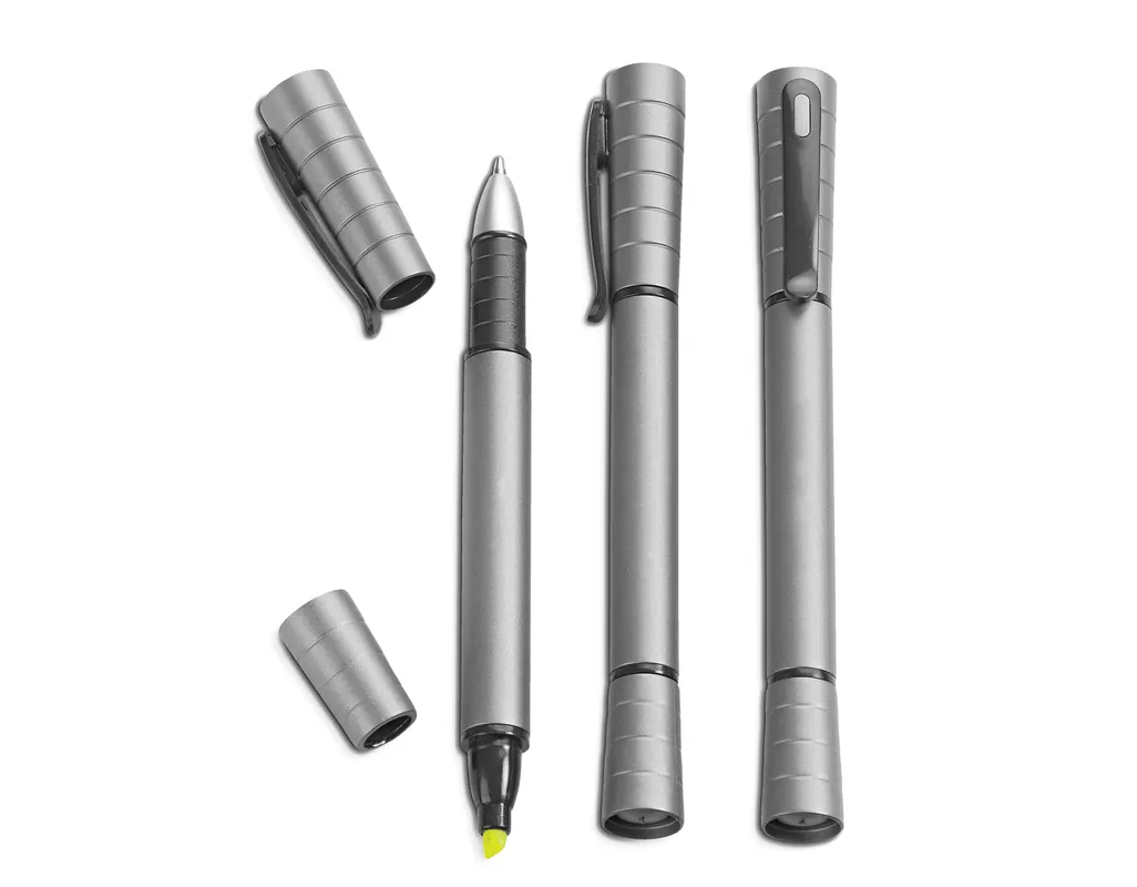 Writebright Pen & Highlighter - Gun Metal