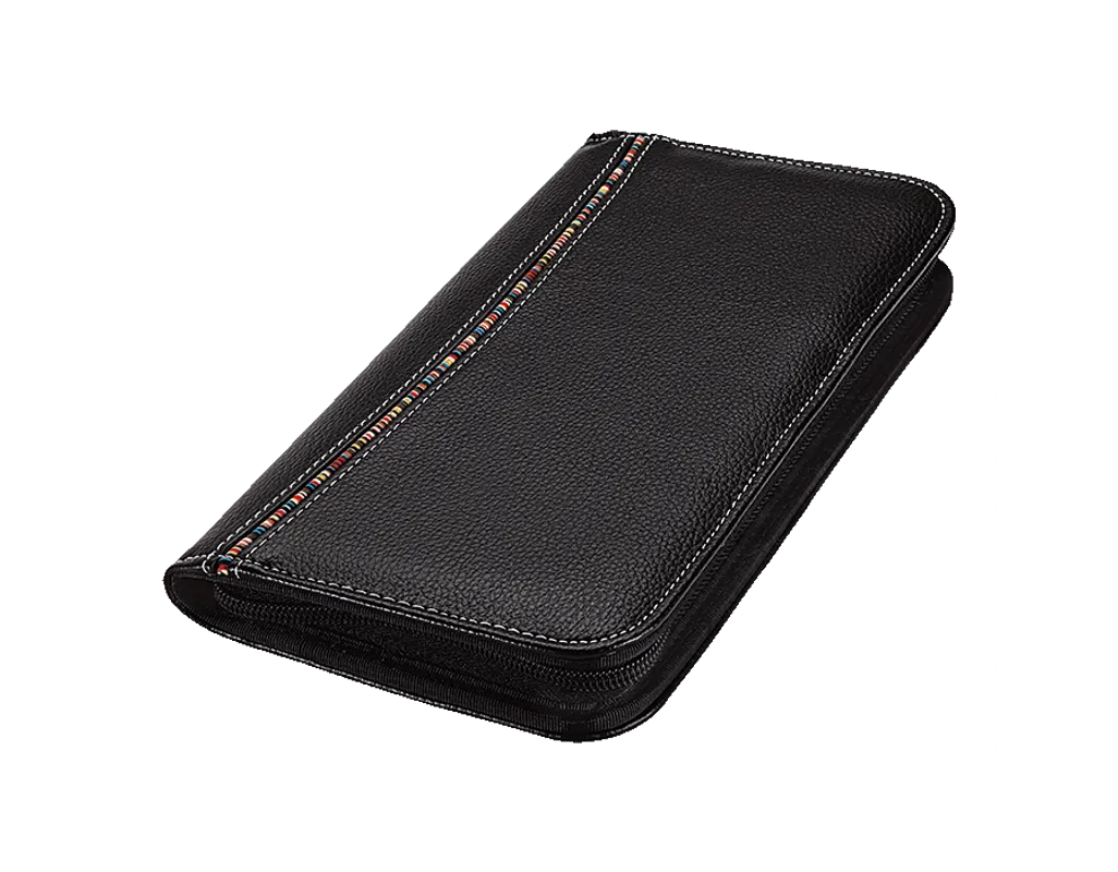Tribal Stripe Zippered Passport Wallet - Black