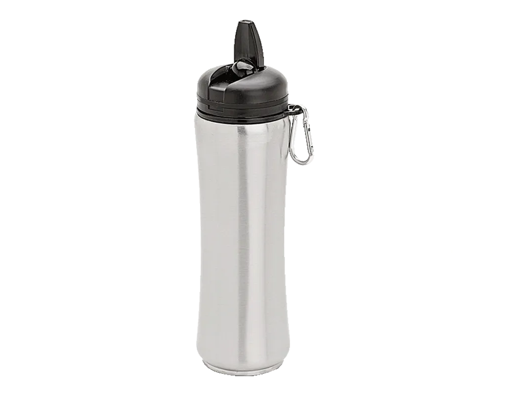750ml Stainless Steel Bottle with Carabiner - Silver