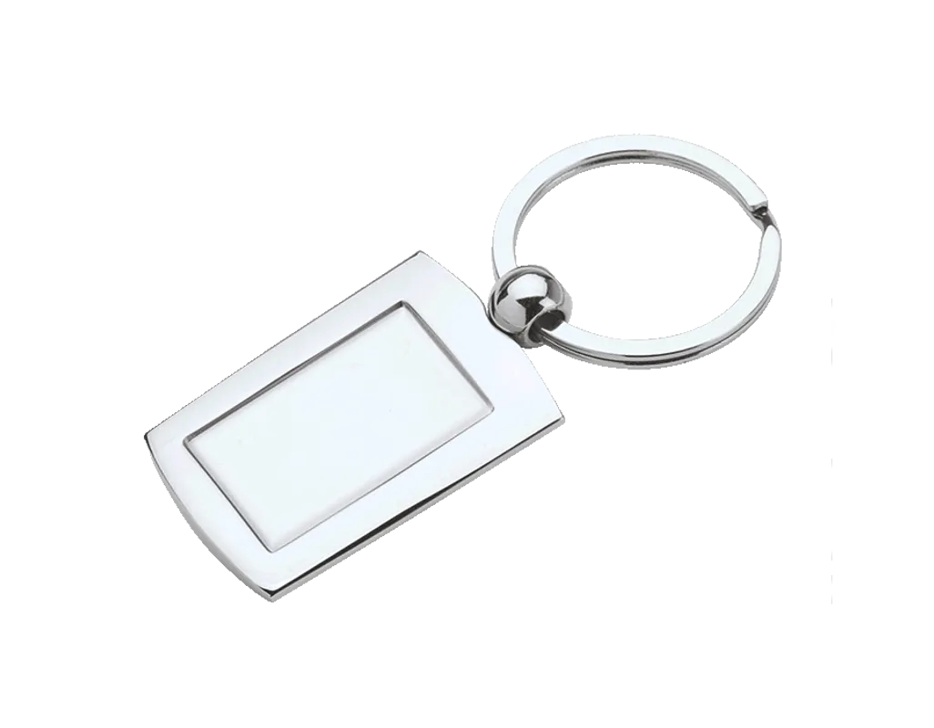 Metal Keychain with Indent for Dome - Silver
