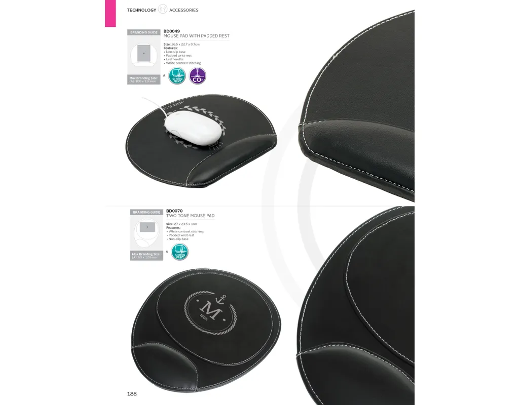 Mouse Pad with Padded Rest - Black
