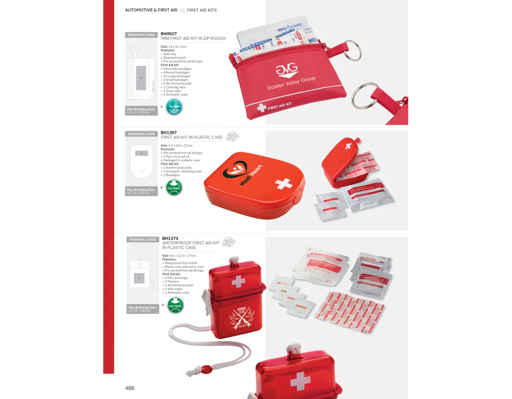 Mini First Aid Kit in Zip Pouch - Red