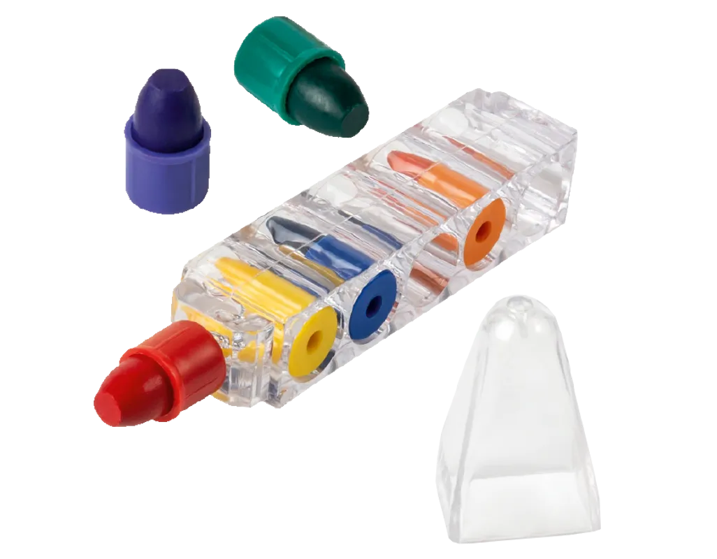 6 Wax Crayons In Transparent Case - Clear