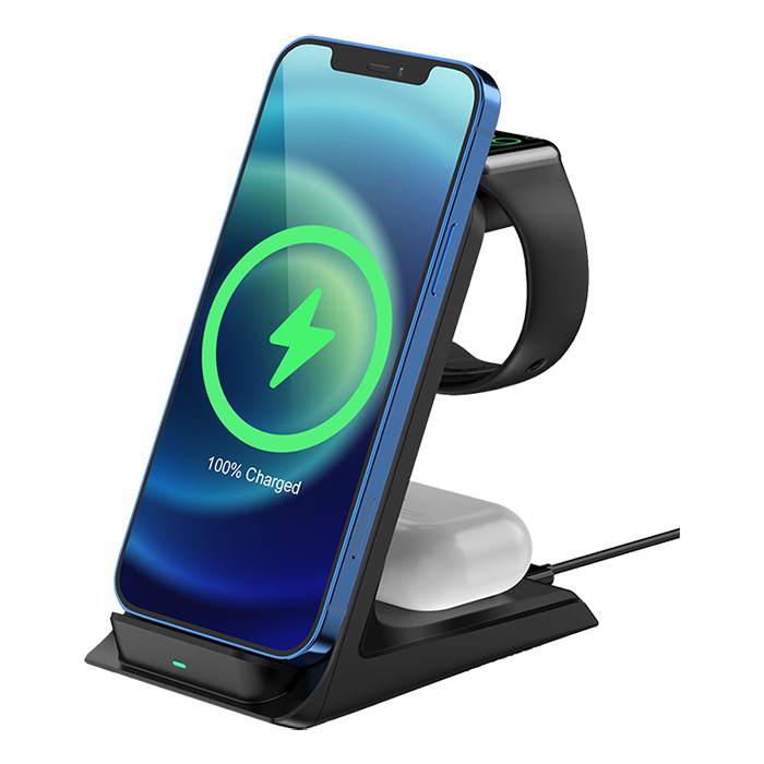 Snug 3 In 1 Wireless Charger Stand 15W - Black | Brand Innovation